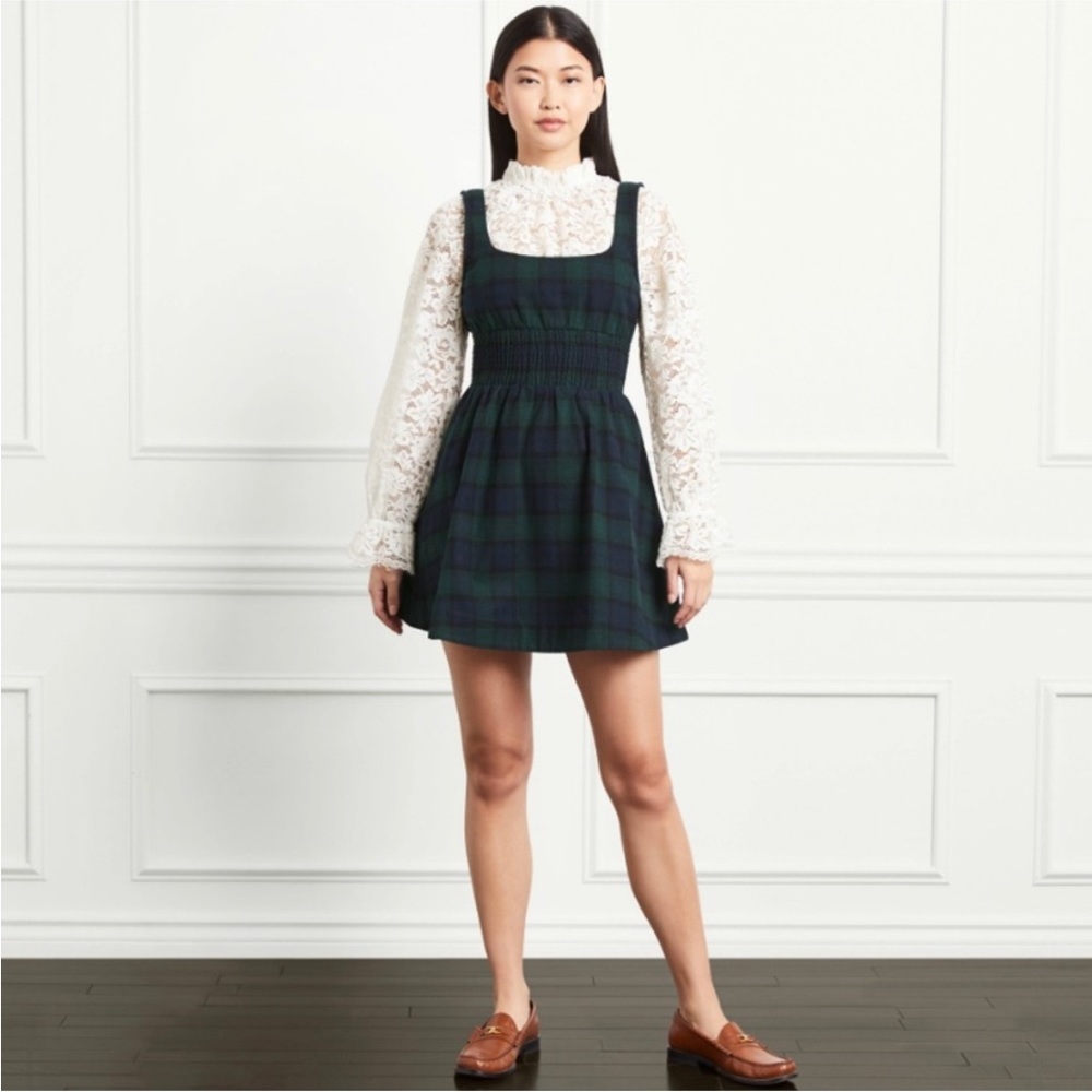 Hill House Cher Dress Green/Blue Tartan Plaid
